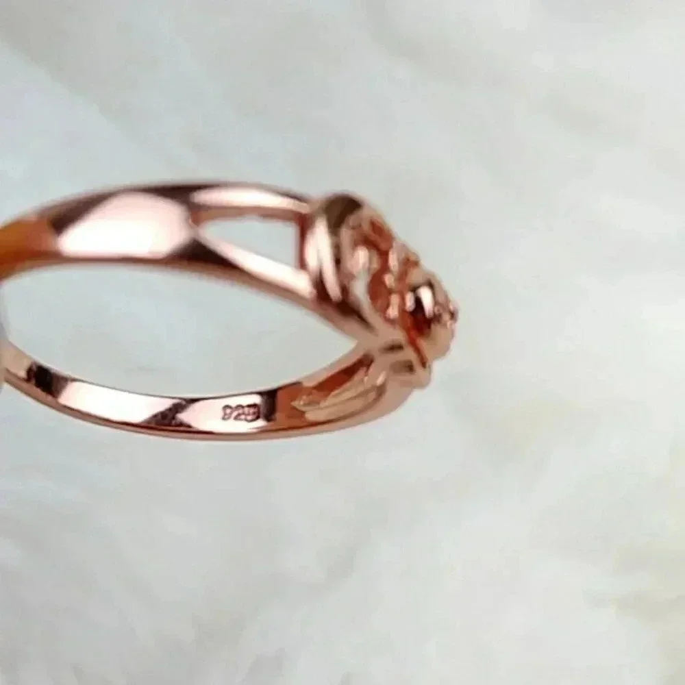 925 Sterling Silver Celestial Sun and Moon Rose Gold Tone Dainty Ring